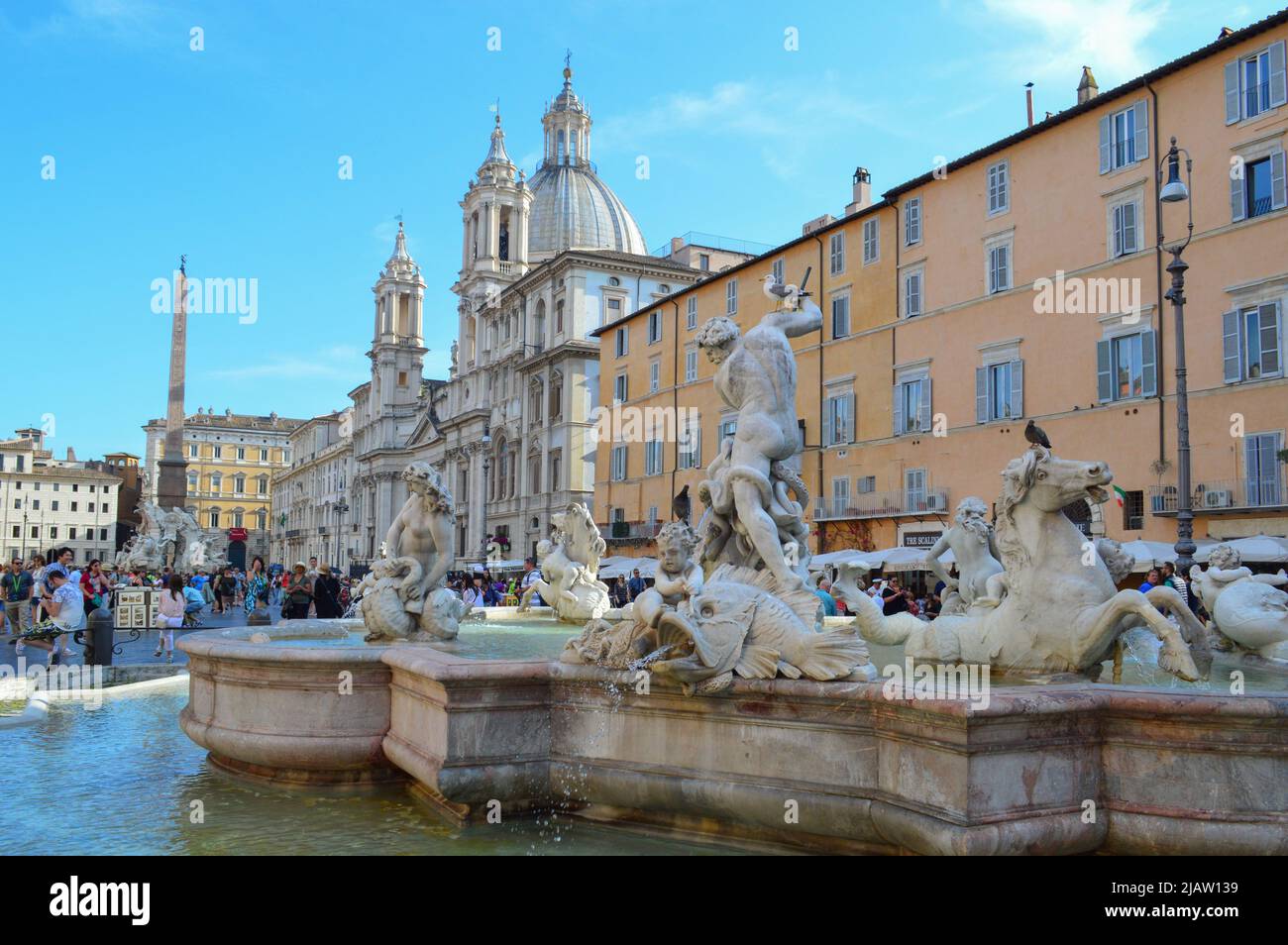 Fountain in Piazza Navona Stock Photo