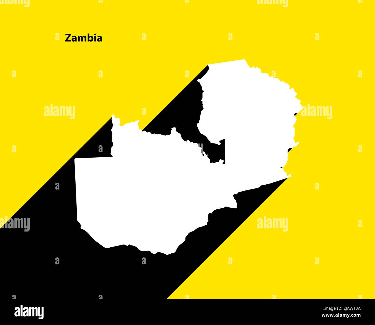 Zambia Map on retro poster with long shadow. Vintage sign easy to edit, manipulate, resize or colourise. Stock Vector