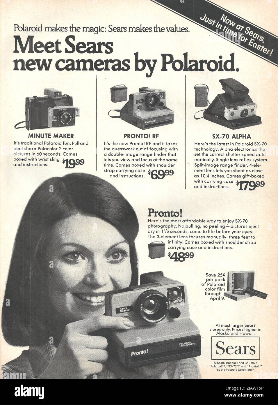 Polaroid cameras vintage paper advertisement Polaroid magazine advert 1970s  1980s Stock Photo - Alamy