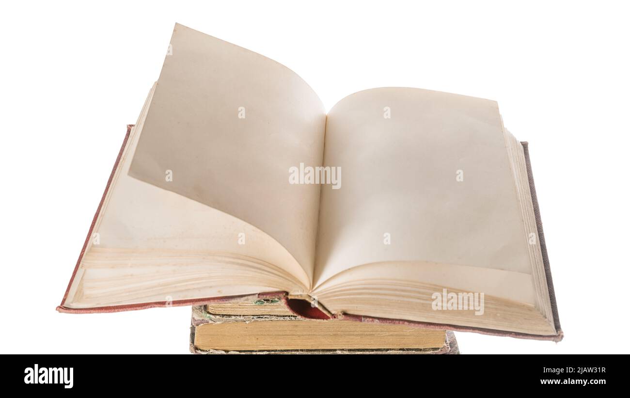 Old Opened Book Blank Pages Wooden Background Stock Photo by ©YAYImages  261914272