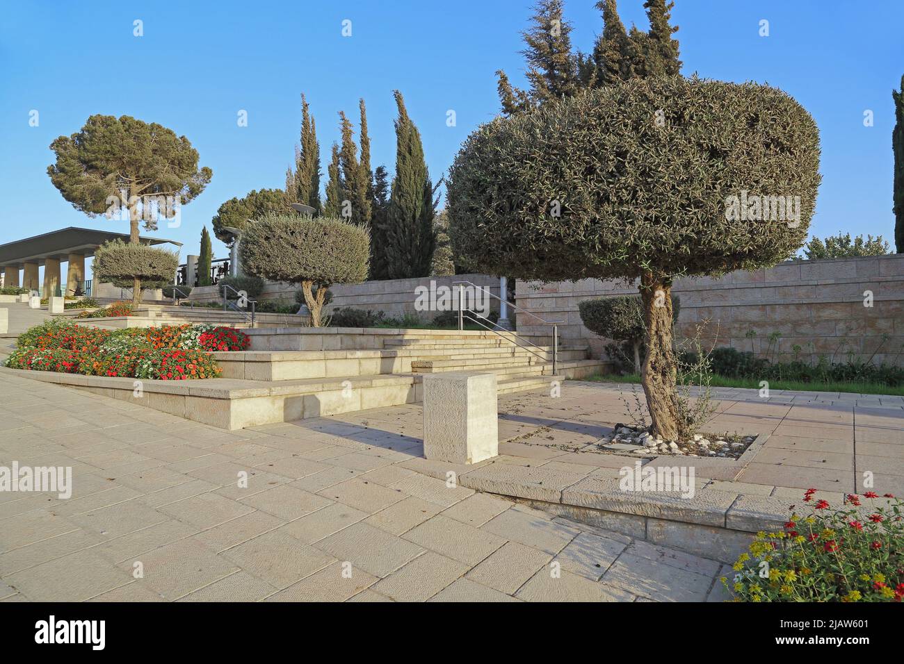JERUSALEM, ISRAEL - SEPTEMBER 24, 2017: This is Rothschild Street leading to the entrance to the Knesset grounds. Stock Photo