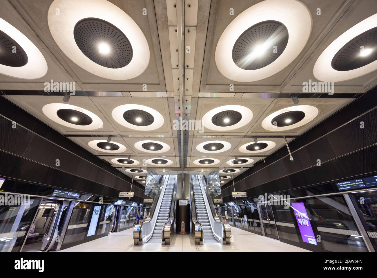 Elizabeth Line (Crossrail) Canary Wharf underground (subway) station on