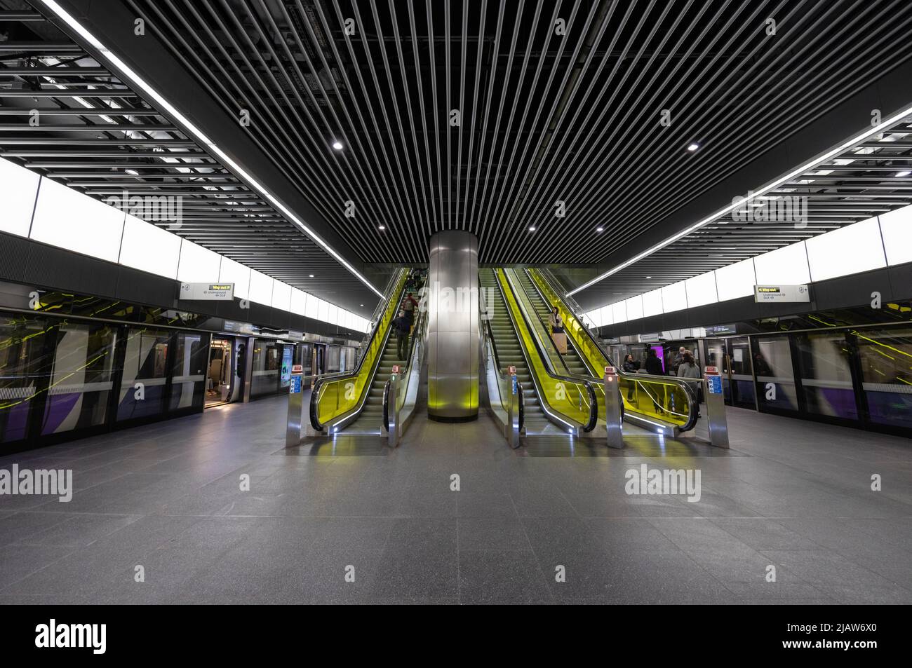 Elizabeth Line (Crossrail) Canary Wharf underground (subway) station on