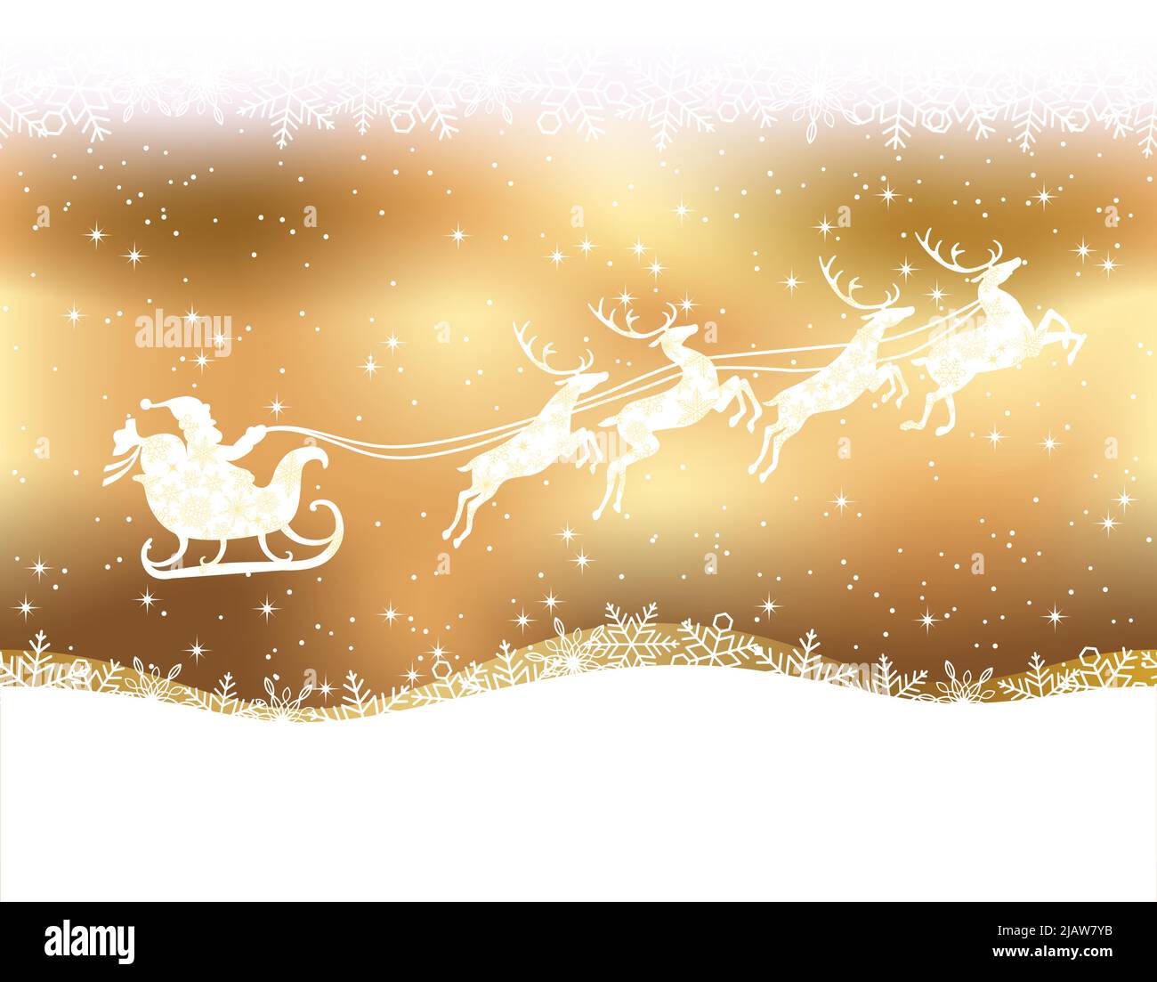 Seamless Abstract Christmas Gold Vector Background With Flying Santa ...