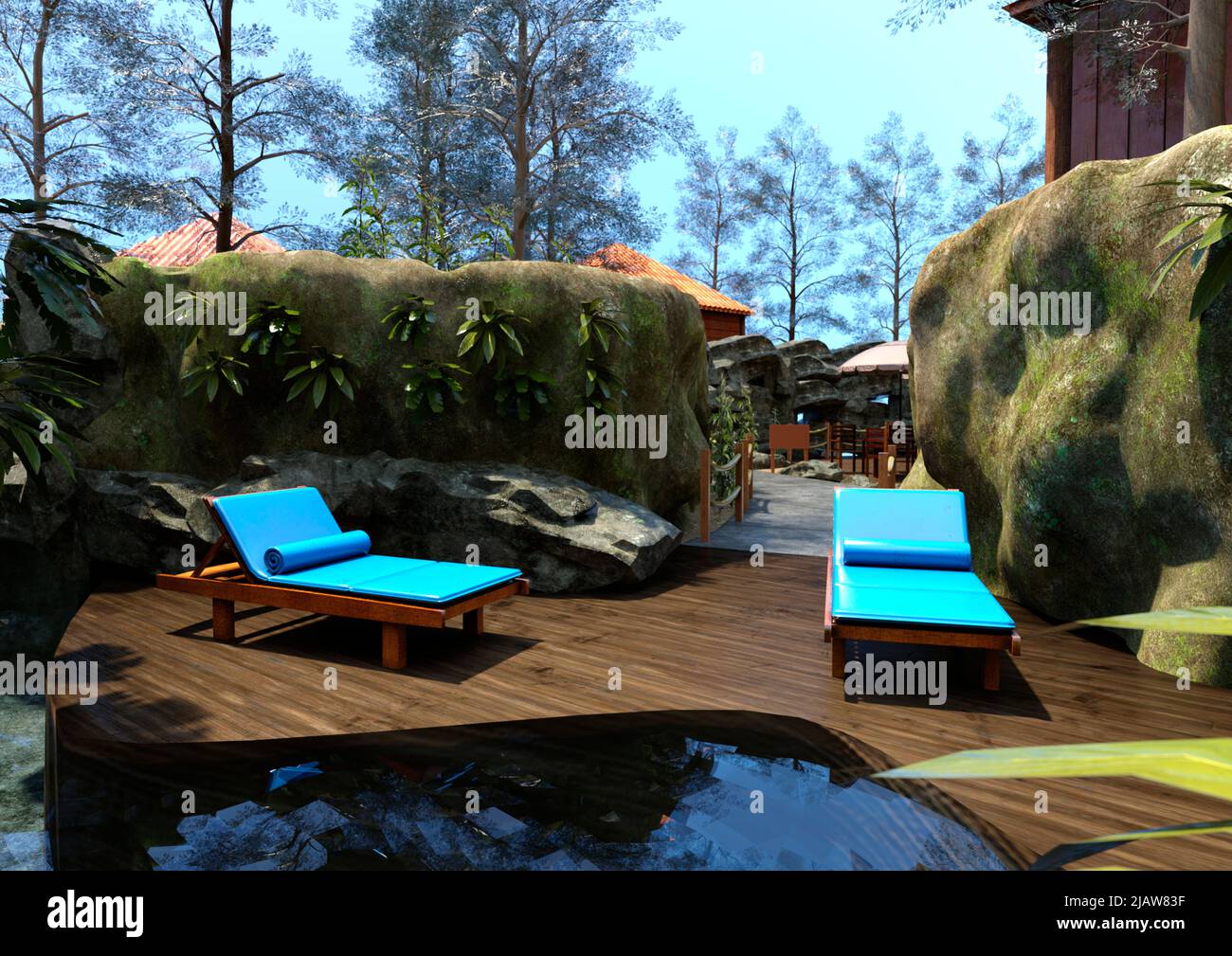 3D rendering of a resort hotel exterior Stock Photo - Alamy