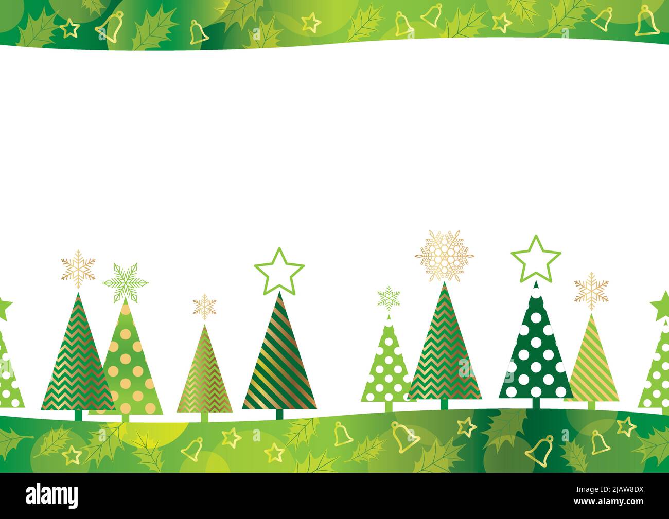 Christmas Seamless Background With Christmas Trees And Text Space Isolated On a White Background. Vector Illustration. Stock Vector