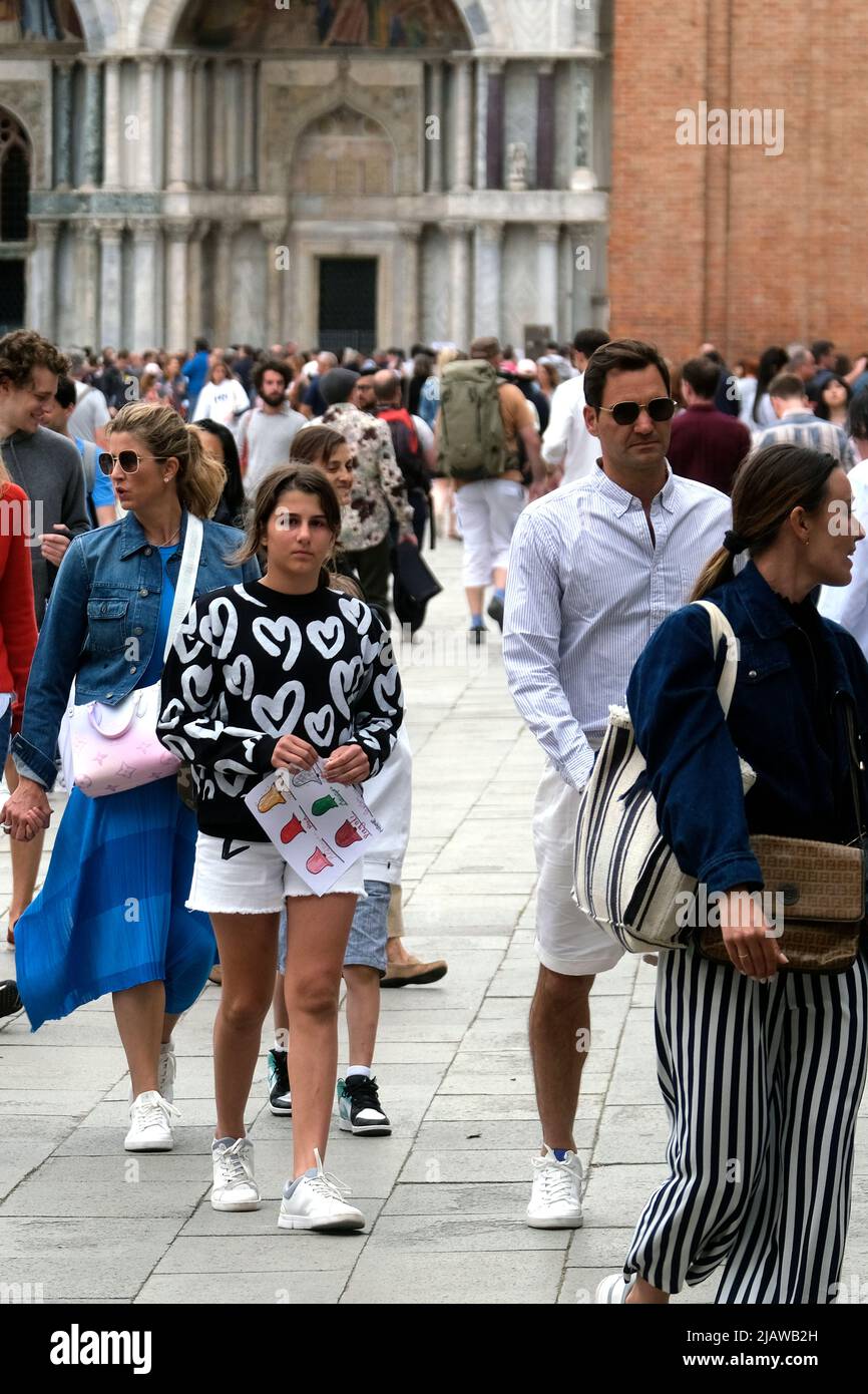 Roger Federer in Venice with family Stock Photo