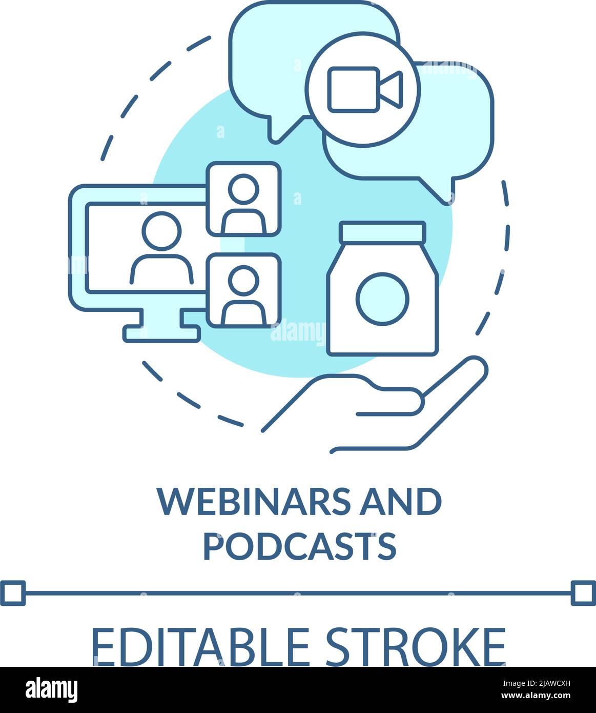 Webinars and podcasts turquoise concept icon Stock Vector