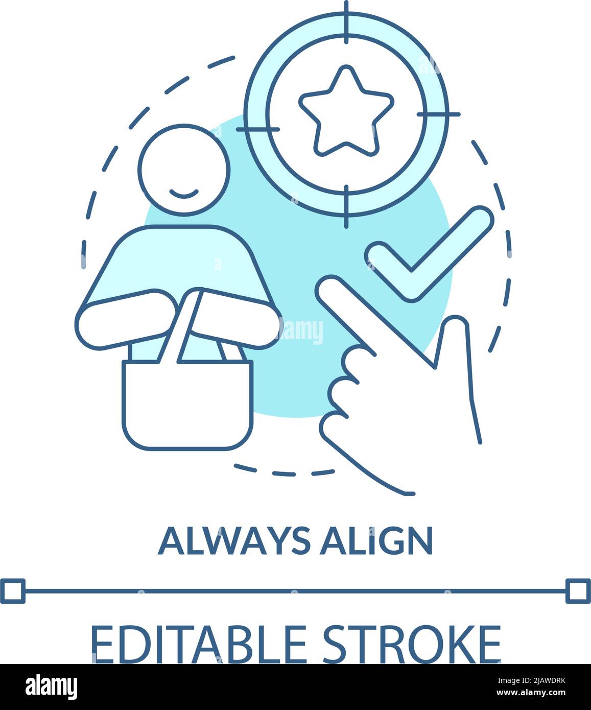 Always align turquoise concept icon Stock Vector