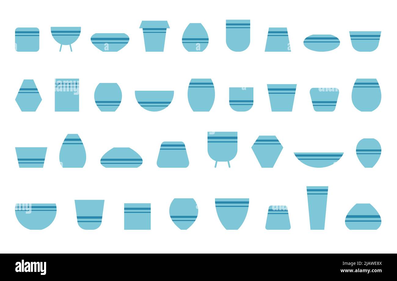 Set ceramic pots for growing house plants and flowers isolated on white ...