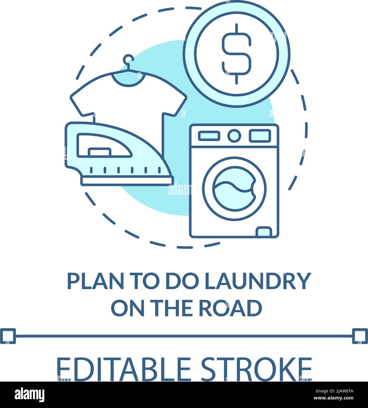 Plan to do laundry on road turquoise concept icon Stock Vector