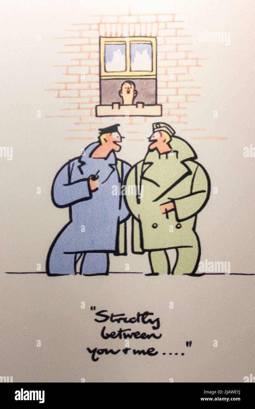 'Strictly between you and me...' Careless Talk poster from WWII in the Eden Camp Modern History Theme Museum near Malton, North Yorkshire, England. Stock Photo