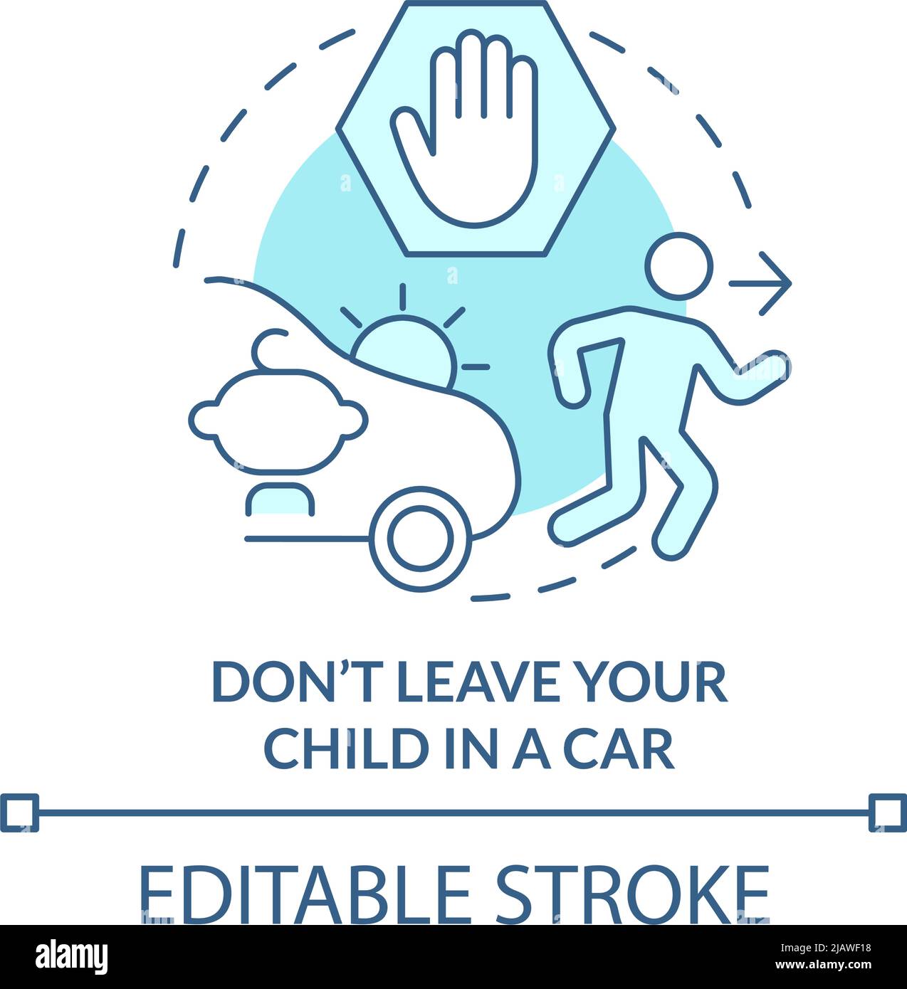 Do not leave your child in car turquoise concept icon Stock Vector