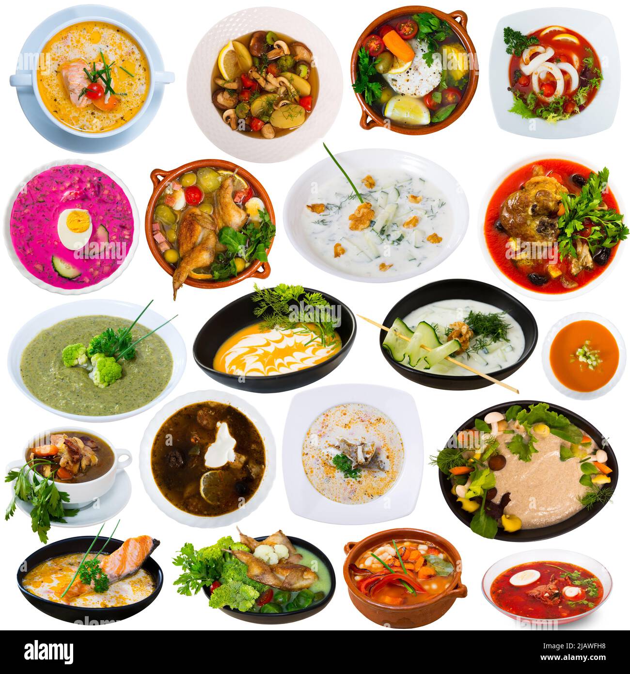 Collection of various soups Stock Photo - Alamy