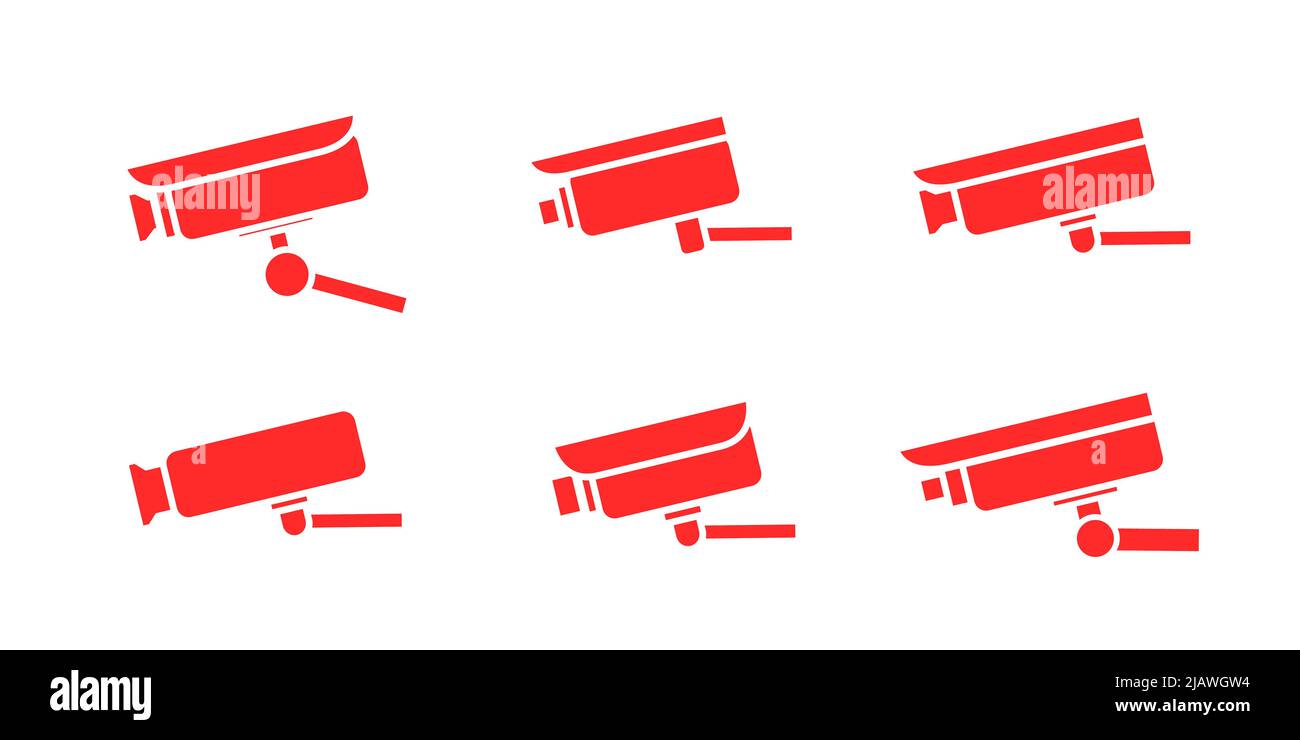 Video surveillance icon set. Vector security camera flat icons Stock ...