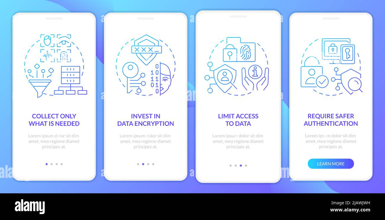 Winning customer trust blue gradient onboarding mobile app screen Stock ...