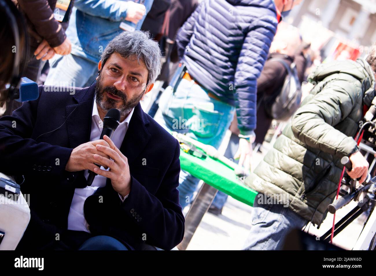Il presidente della Camera, Roberto Fico, alla giornata nazionale delle vittime di mafia a Napoli di Libera Stock Photo