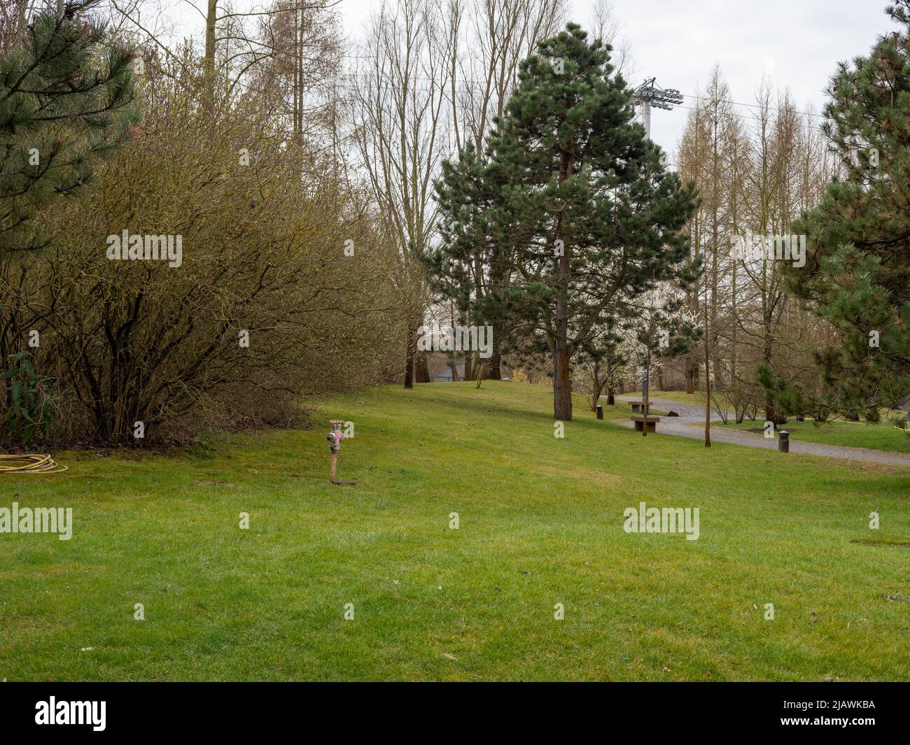 View of Irrigation system in the park. Irrigation system Stock Photo - Alamy