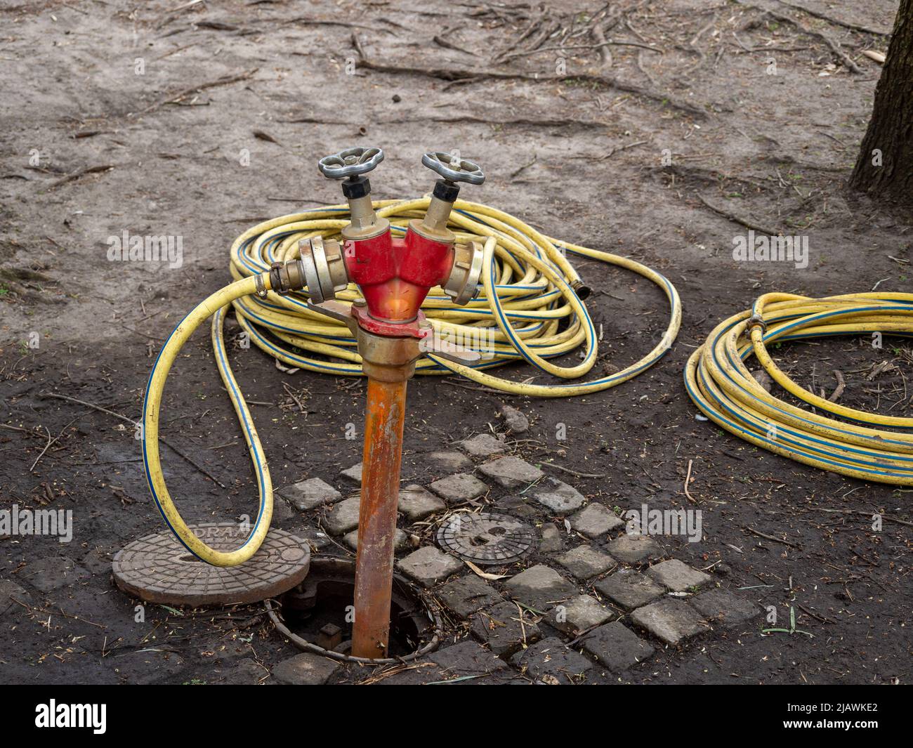 Picture of Irrigation system in the park. Irrigation system Stock Photo - Alamy