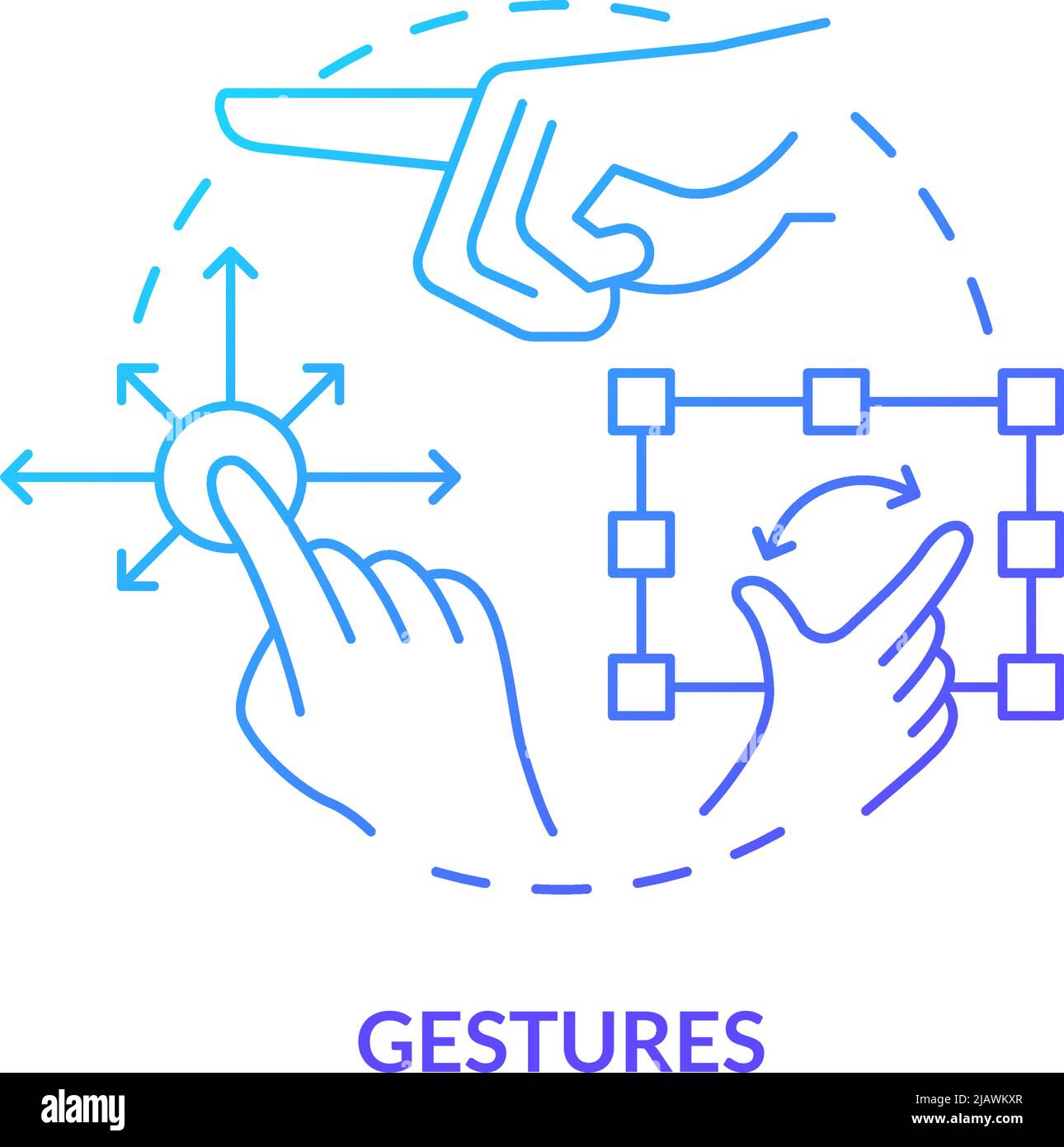 Gestures blue gradient concept icon Stock Vector