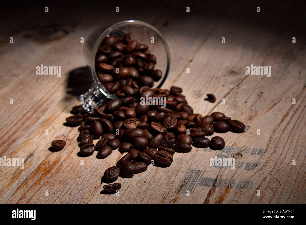 Photography glass cup with coffee beans Stock Photo