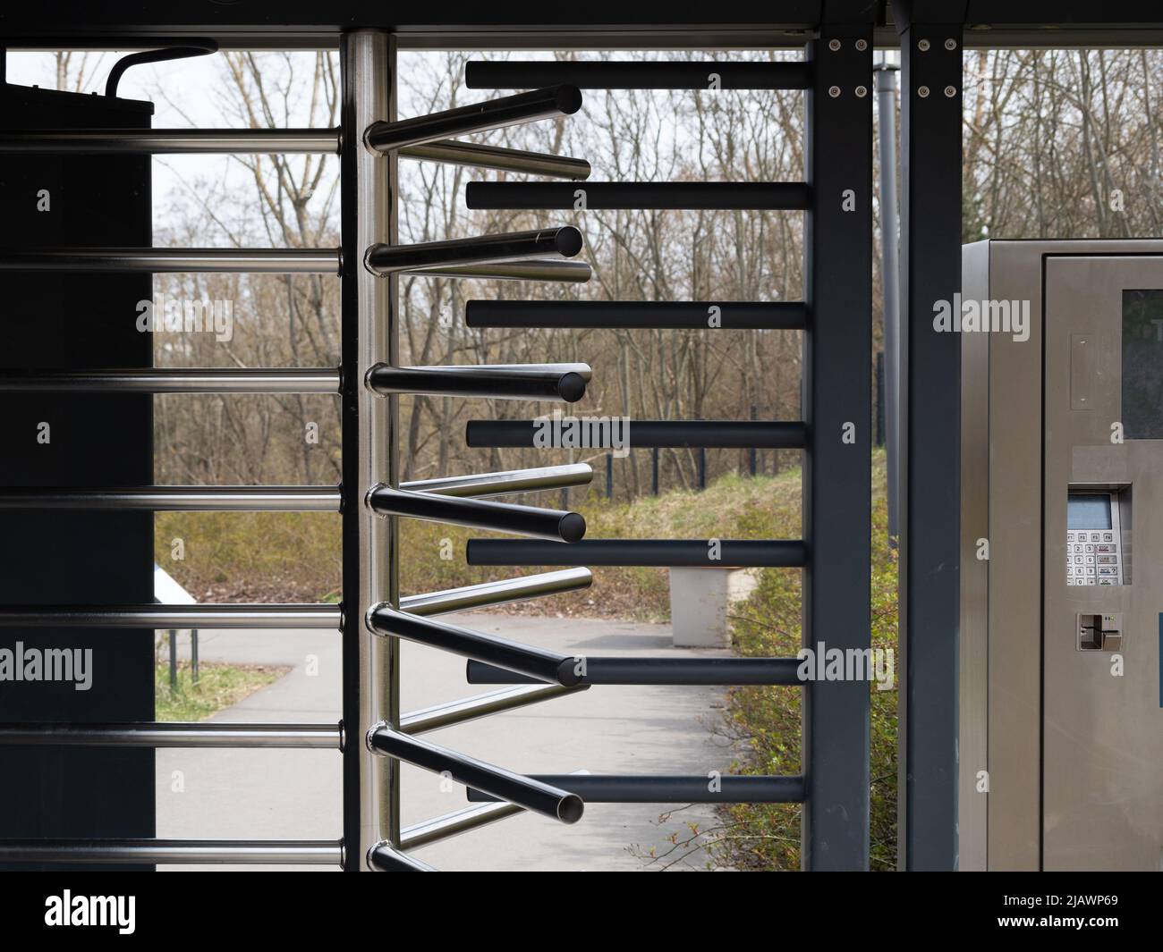 Electronic gate. Electronic ticket verification Stock Photo - Alamy