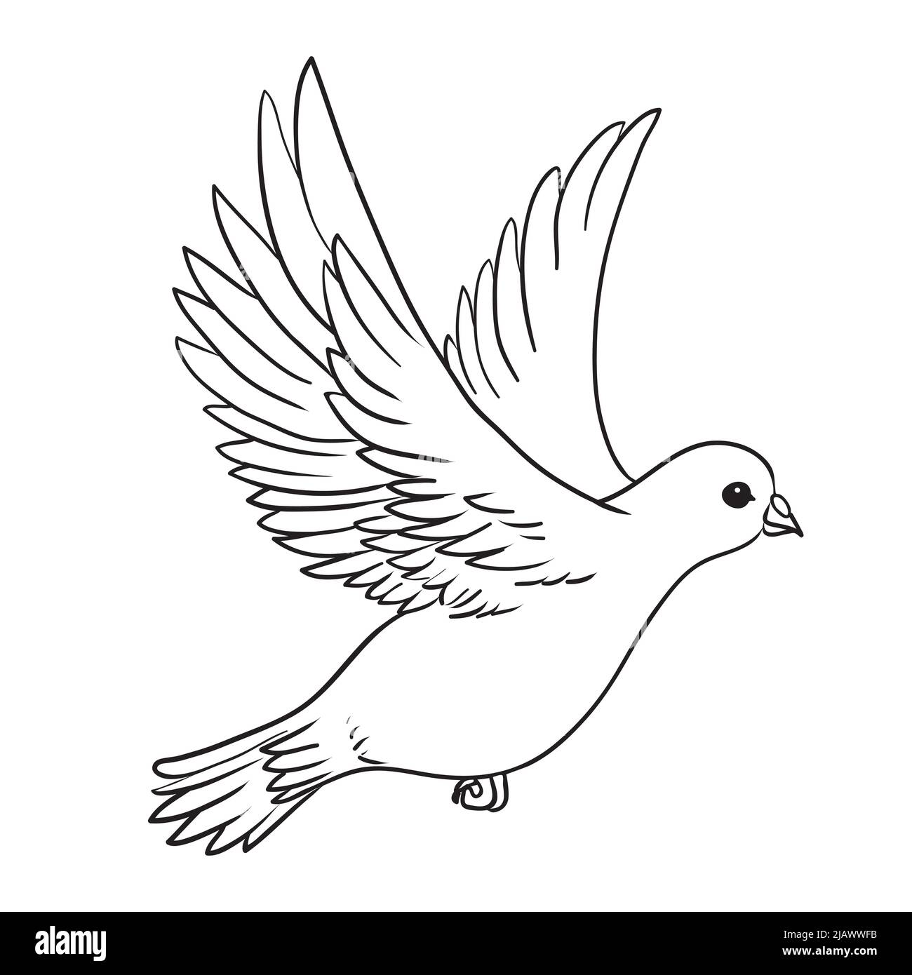 Peace dove with olive branch in the beak flying and hands down. Vector illustration Stock Vector