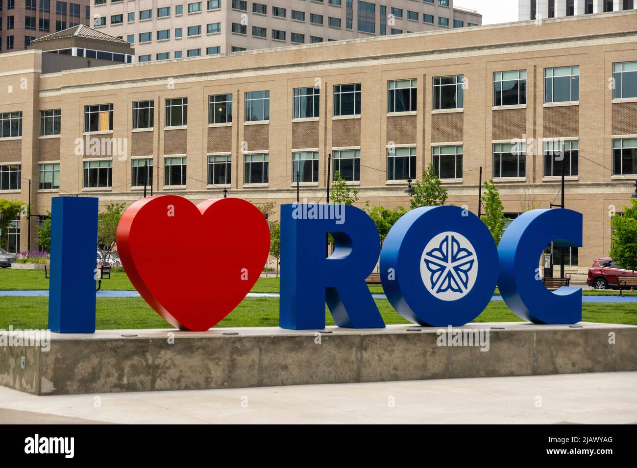 I love Rochester New York sculpture in upstate New York Stock Photo Alamy