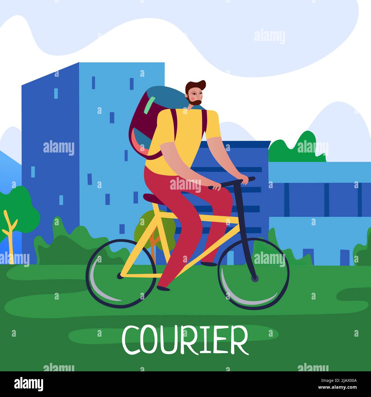 Courier service poster with fast delivery symbols flat vector