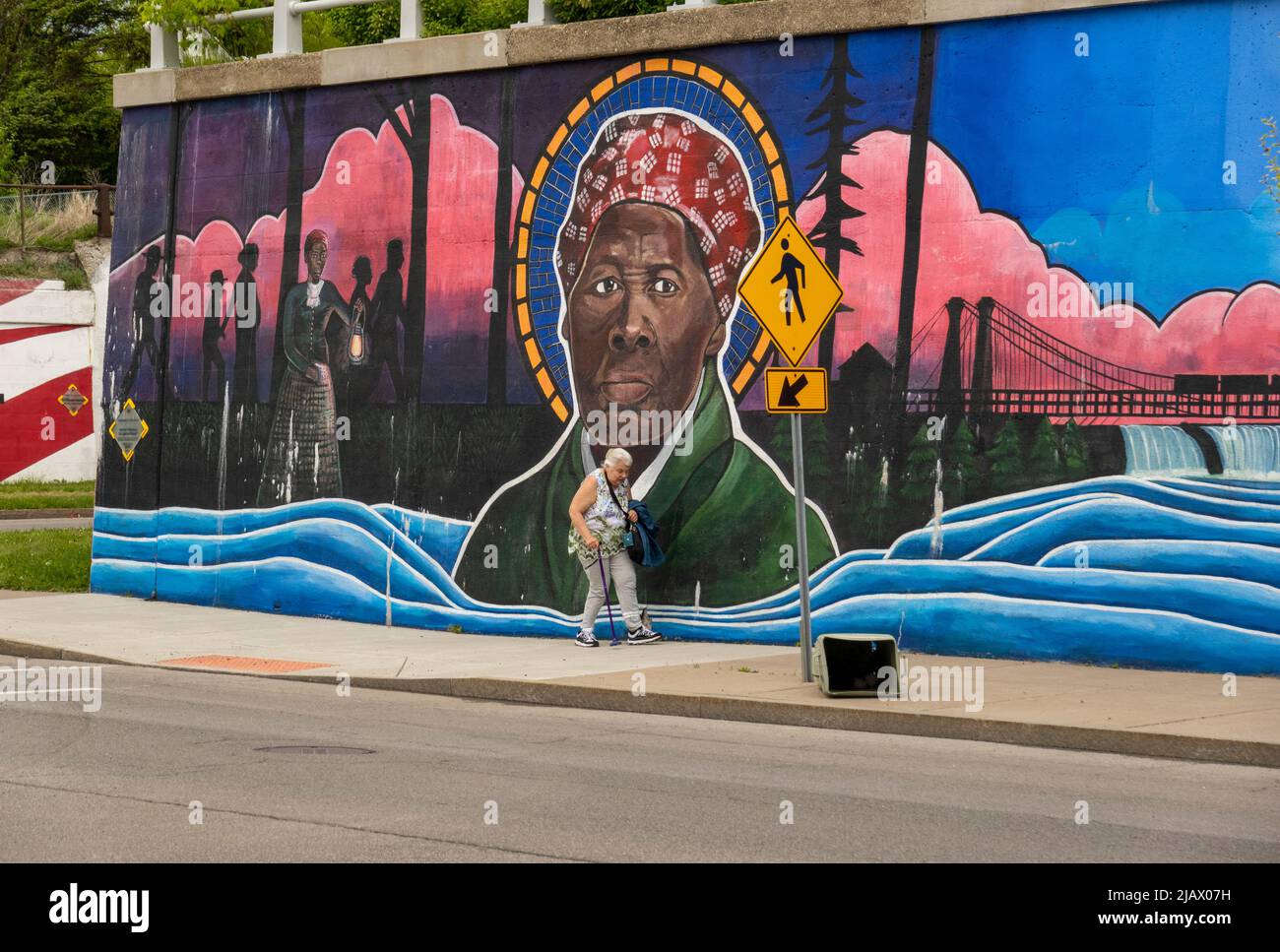 Harriet Tubman public mural street scene in Niagara Falls New York ...