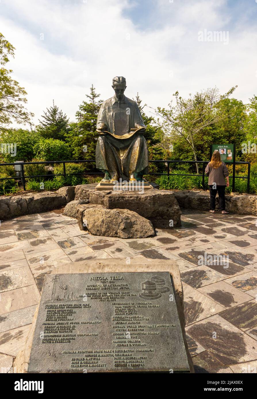 Nikola Tesla statue on Goat Island Niagara Falls New York Stock Photo