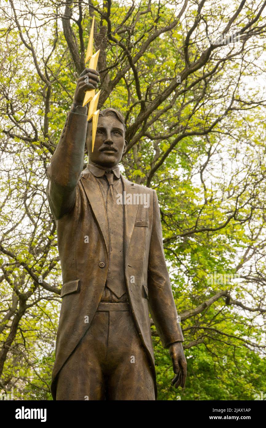 Nikola Tesla statue in Buffalo New York Stock Photo