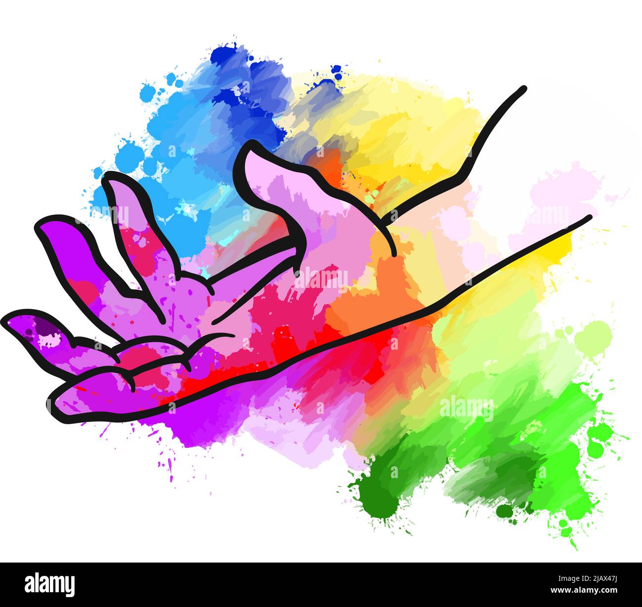Creative Hand Expression. hand drawn sketch. real human hand sign. vector drawing. Stock Vector