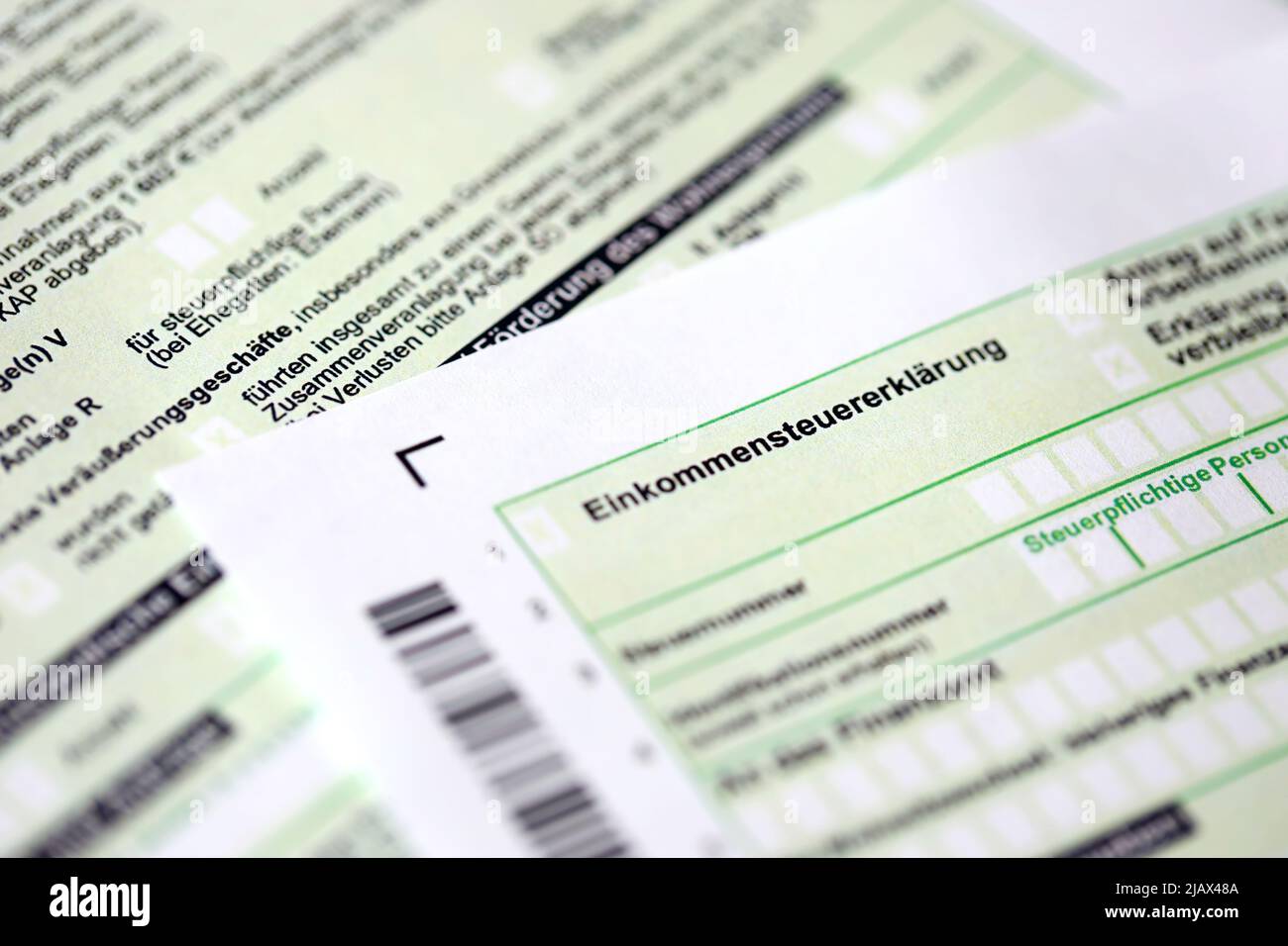 German annual tax return declaration form for 2022 year close up