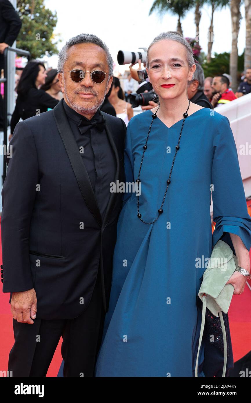 Renaud Le Van Kim and Delphine Ernotte attending the 75th Anniversary  celebration screening of "The Innocent (L'Innocent)" during the 75th annual  Cannes film festival at Palais des Festivals on May 24, 2022