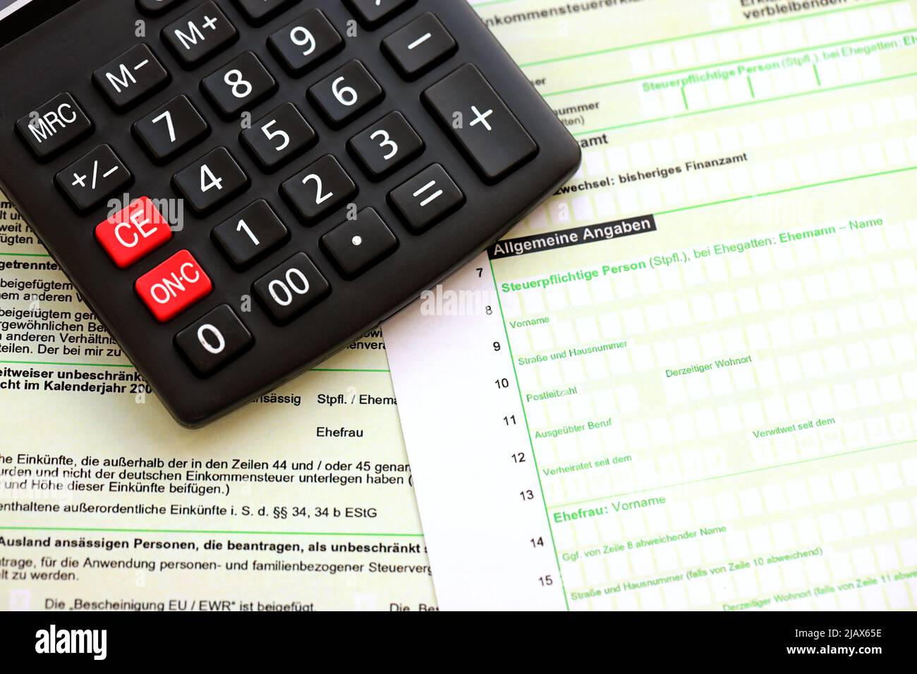 German income tax form anlage hi-res stock photography and images - Page 2  - Alamy