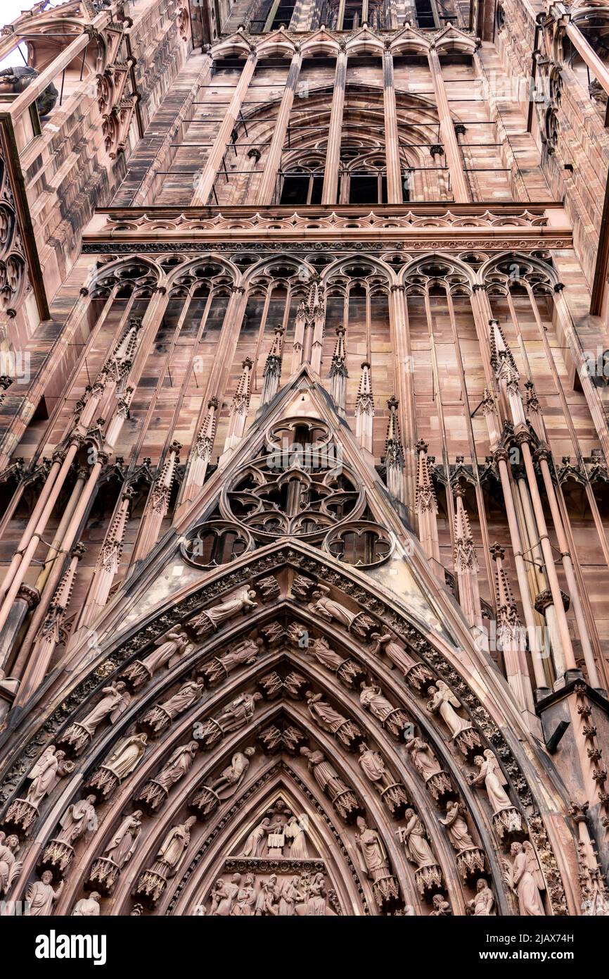 Facade of Notre-dame de Strasbourg in France Stock Photo