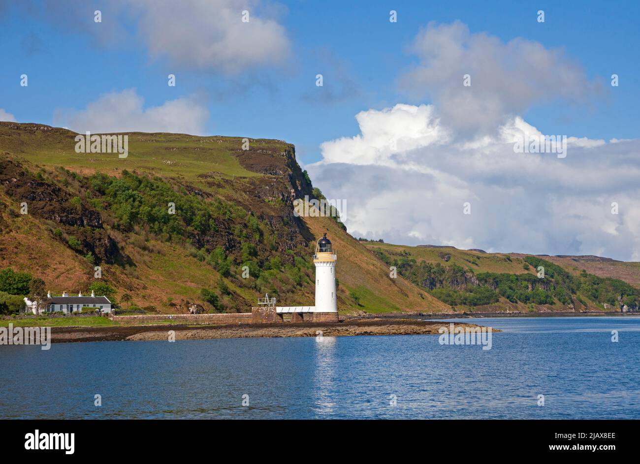 Rubha nan Gall Lighthouse is a traditional lighthouse on the Isle of Mull,  designed by Thomas and David Stevenson Stock Photo