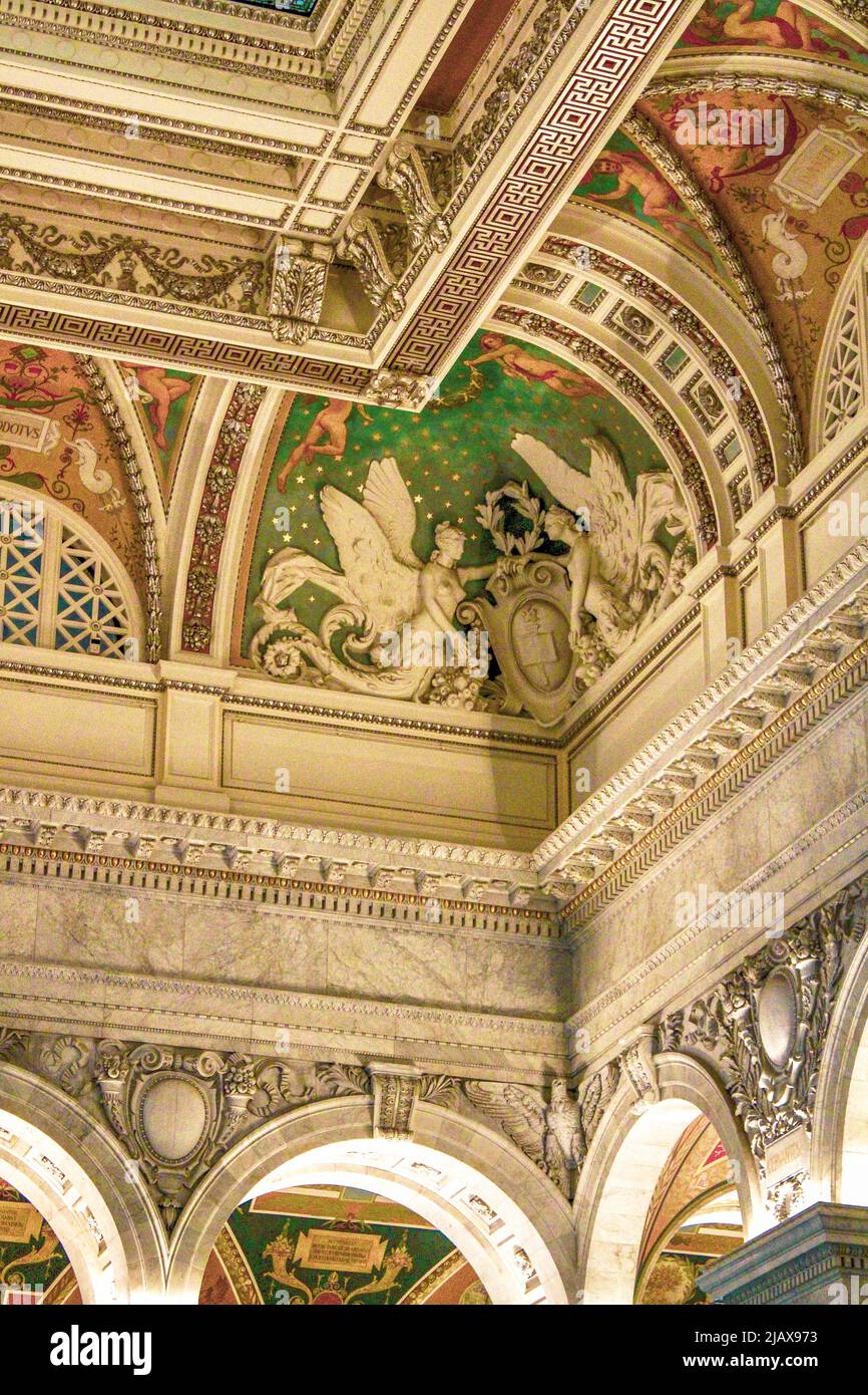 The Library of Congress ceiling, Washington, D.C. Stock Photo
