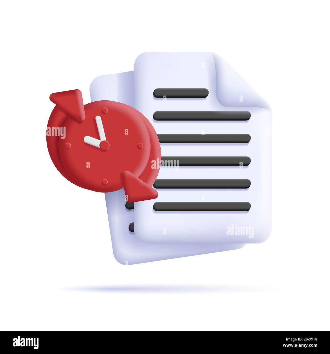 Temporary file 3d icon with paper document and red stopwatch. Vector ...