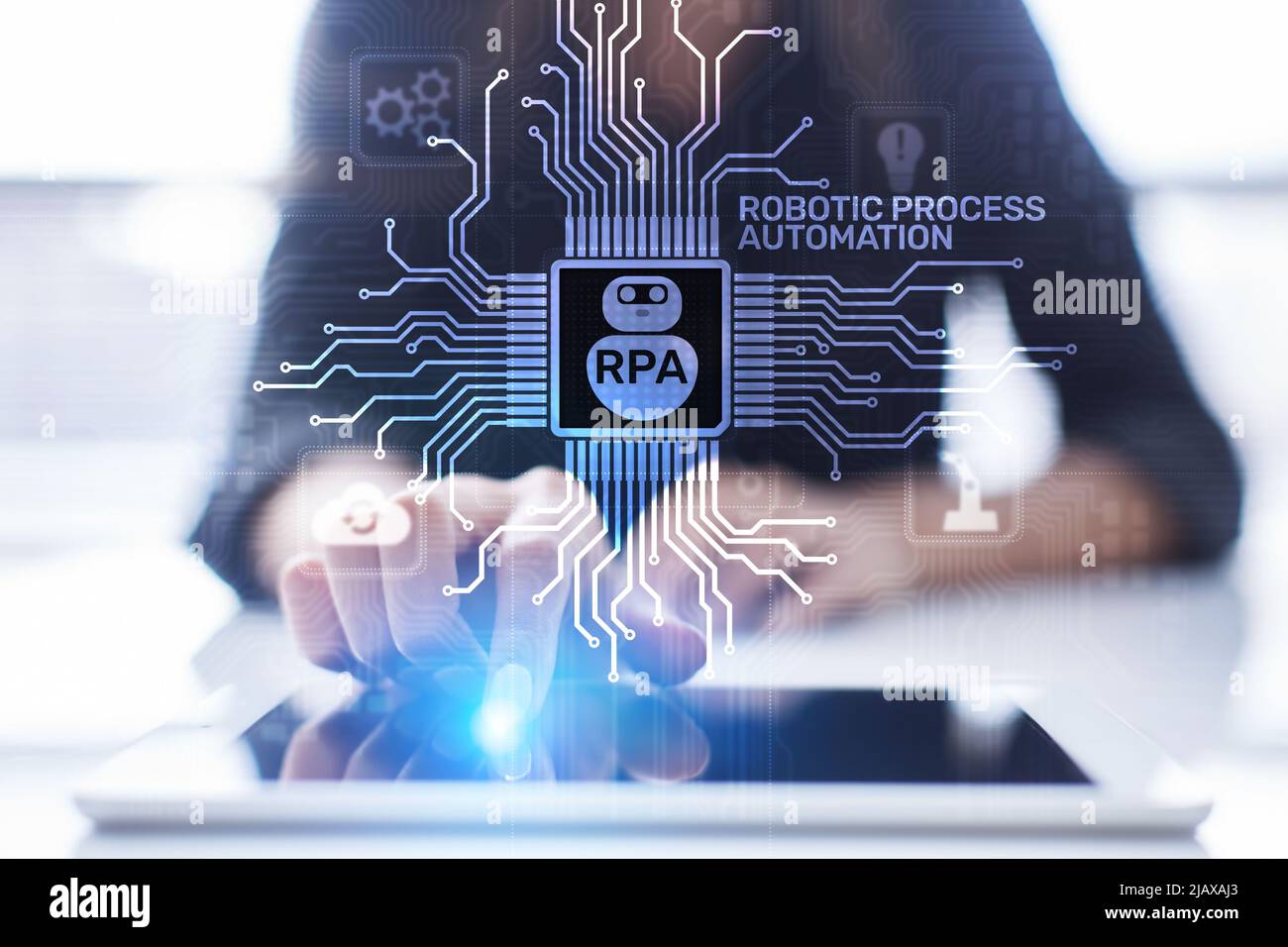 RPA Robotic process automation innovation technology concept on virtual ...