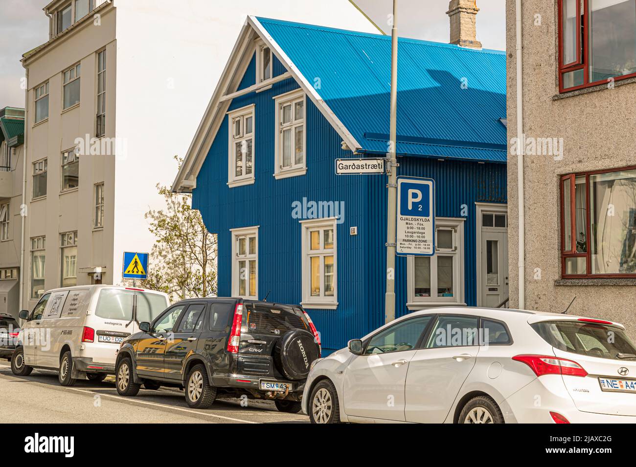 Blue house in Reykjavik, Iceland Stock Photo
