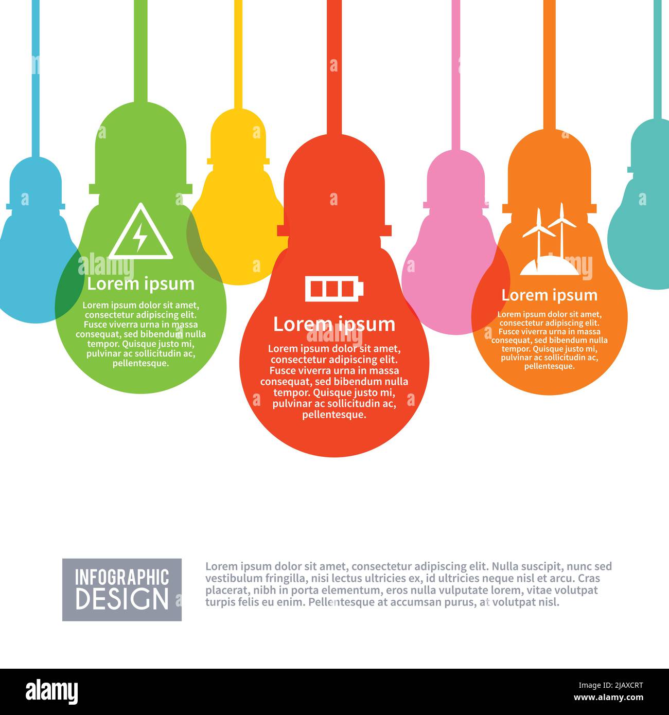 Electricity infographics set with power energy industry symbols in flat
