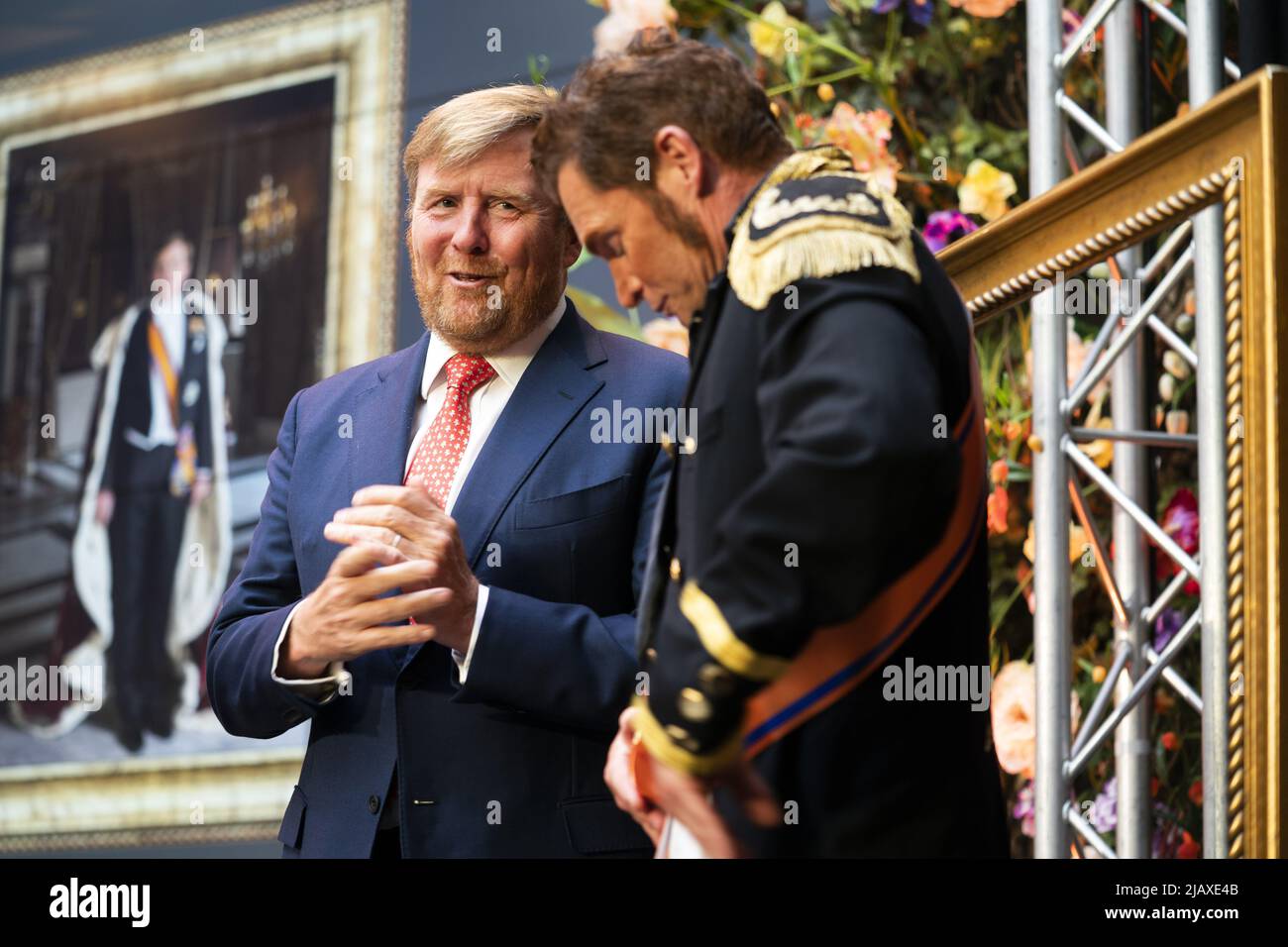 2022-06-01 16:59:02 THE HAGUE - King Willem-Alexander during the opening of the FLASH BACK exhibition in the Mauritshuis in The Hague. In the exhibition, sixteen photographers translate the work of 17th century masters into sixteen new works of art. ANP JEROEN JUMELET netherlands out - belgium out Stock Photo