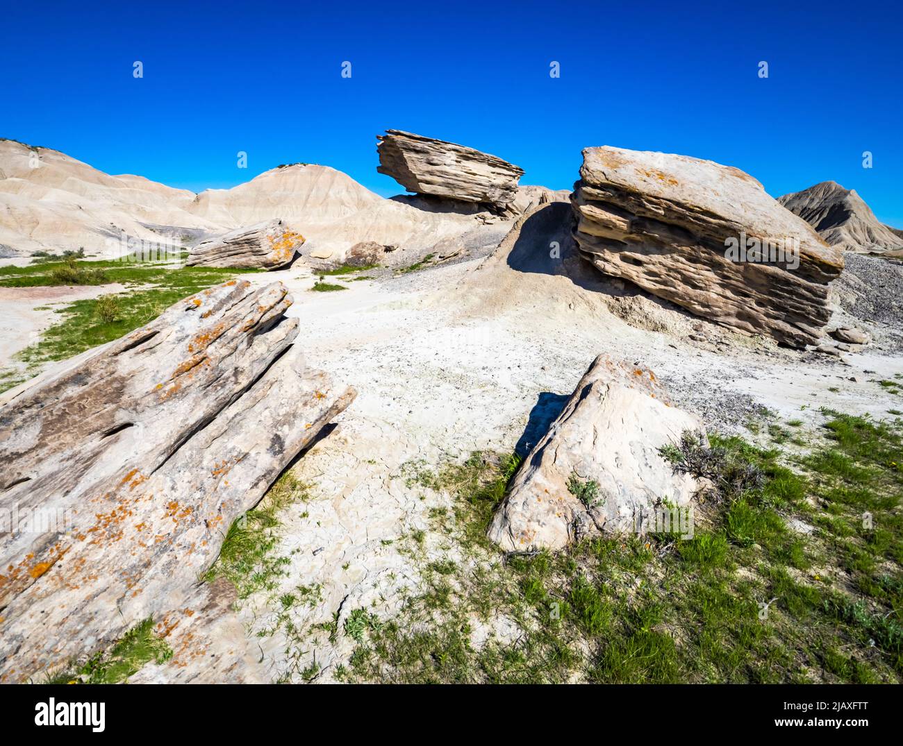 Rock formationa in Toadstool Geologic Park.in  the Oglala National Grasslands. near Crawford Nebraska Stock Photo
