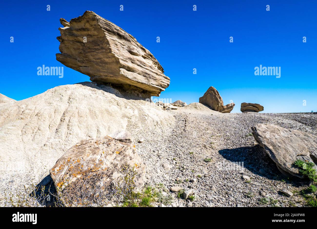 Rock formationa in Toadstool Geologic Park.in  the Oglala National Grasslands. near Crawford Nebraska Stock Photo