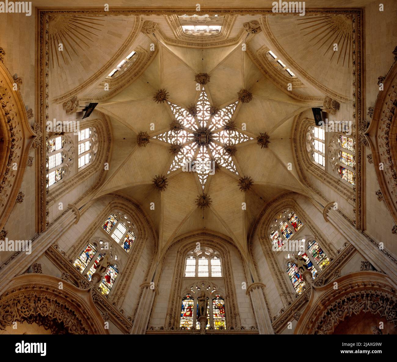 Burgos, Kathedrale, Capilla del Conetablo, Gewölbe in der Kuppel Stock Photo