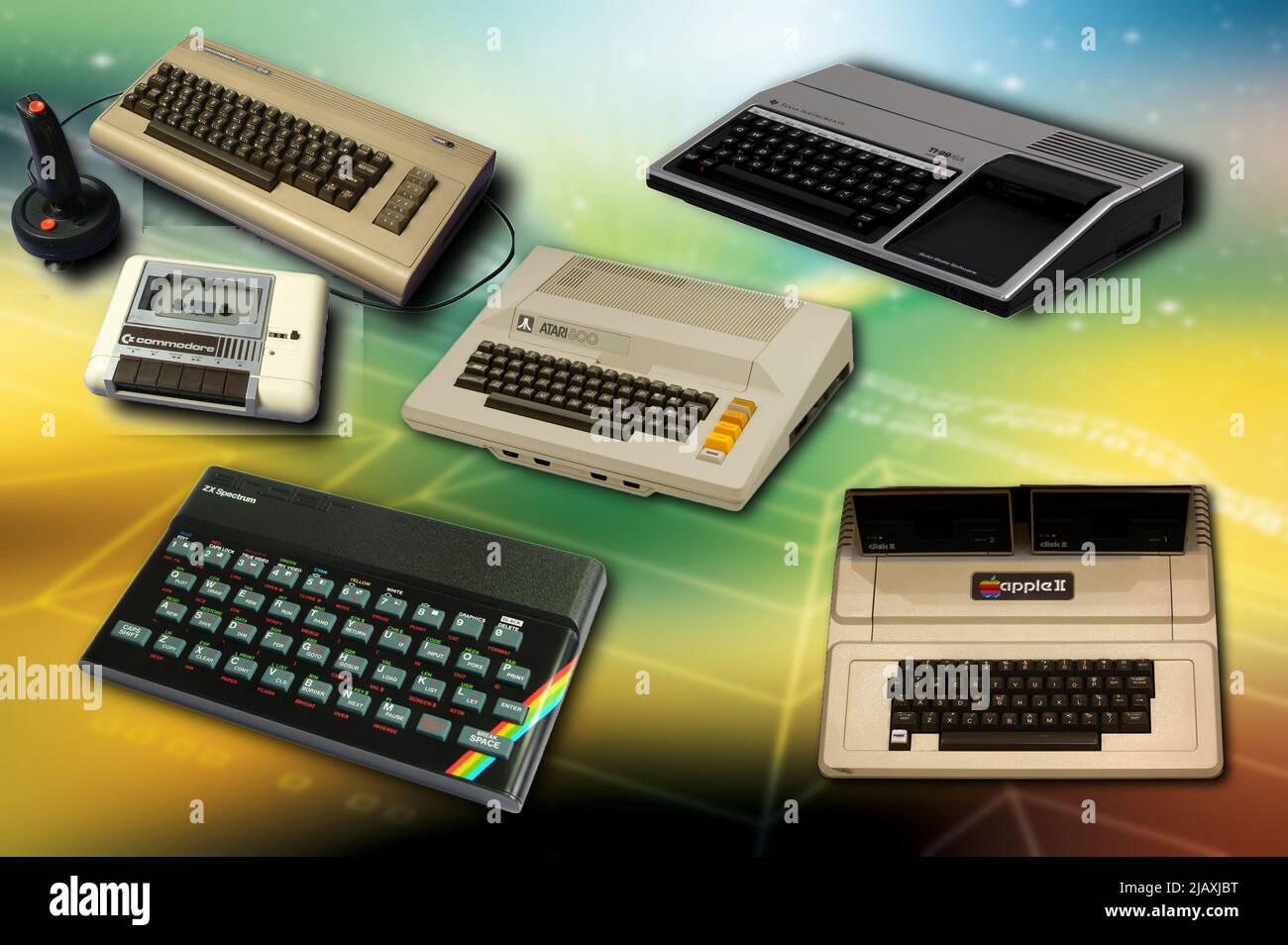Computer Archaeology - The first and iconic Home Computers that in the 80s began the computer revolution. Stock Photo