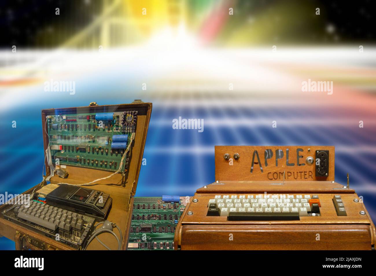 The legendary Apple I, the first computer produced by APPLE, was sold in a KIT to be assembled Stock Photo
