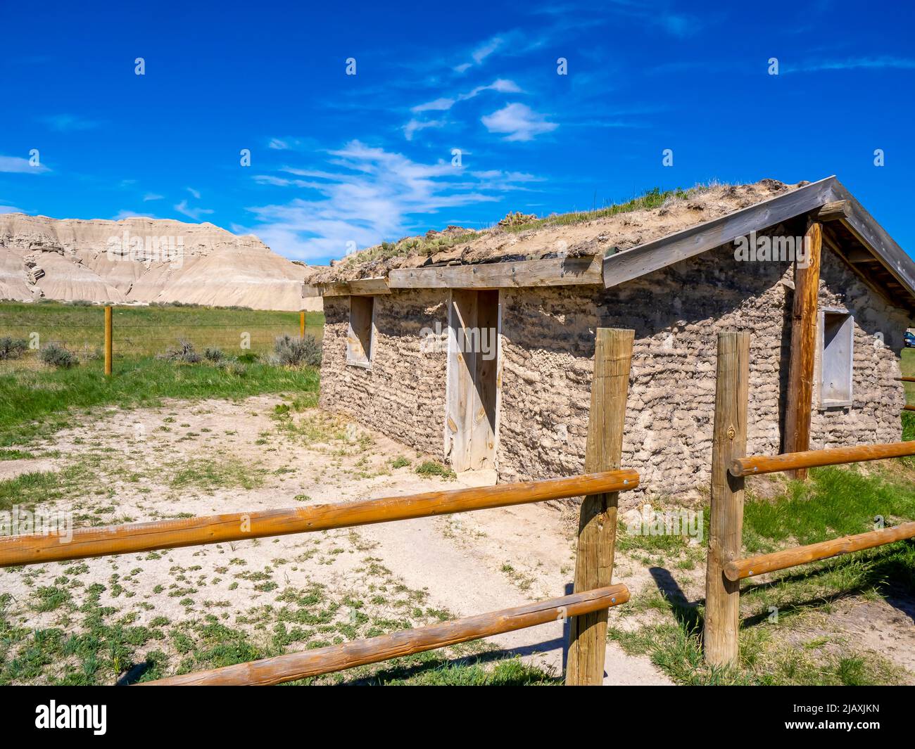 Historic plains cabin at Toodstool Geologic Park near Crawford Nebraska